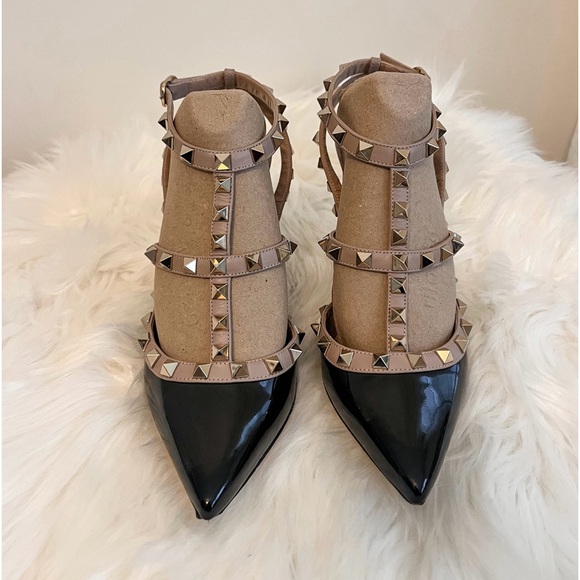 Authentic Valentino Garavani 100mm Black Patent Leather Caged Slingback Heels - Picture 9 of 13